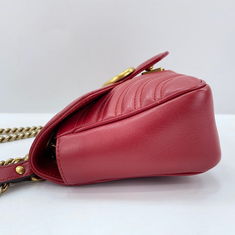 GUCCI GG Marmont Shoulder Bag leather Red WS32390