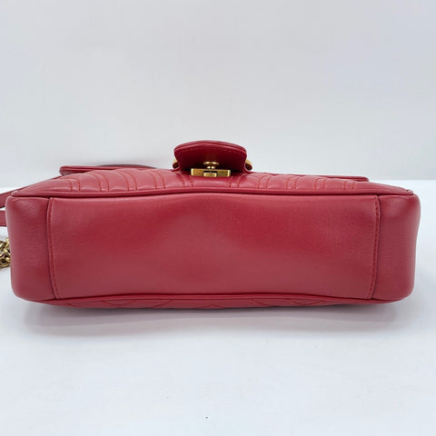 GUCCI GG Marmont Shoulder Bag leather Red WS32390