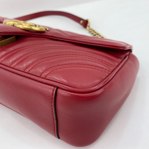 GUCCI GG Marmont Shoulder Bag leather Red WS32390