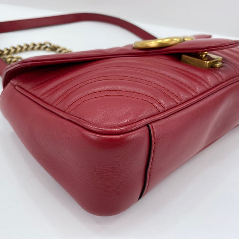 GUCCI GG Marmont Shoulder Bag leather Red WS32390