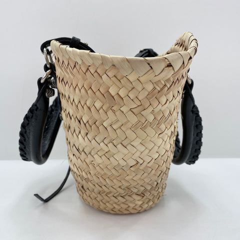 BALENCIAGA Lucagol 2-Way Basket Bag Handbag Raffia beige WS32391