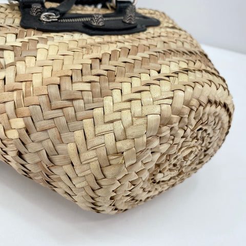 BALENCIAGA Lucagol 2-Way Basket Bag Handbag Raffia beige WS32391