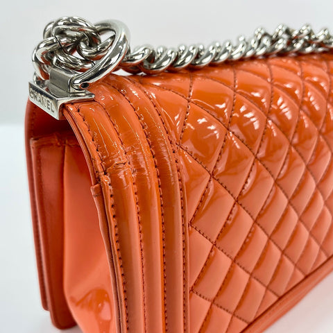 CHANEL Boy Chanel Medium Shoulder Bag enamel Orange WS32405