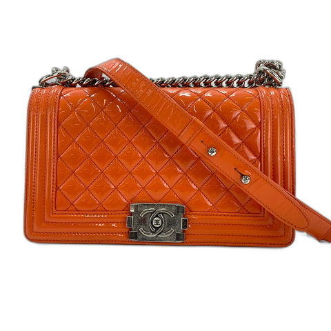 CHANEL Boy Chanel Medium Shoulder Bag enamel Orange WS32405