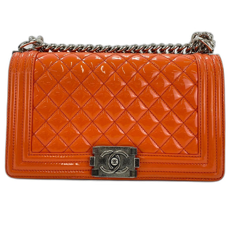 CHANEL Boy Chanel Medium Shoulder Bag enamel Orange WS32405