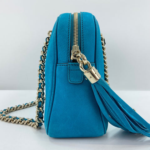 GUCCI Soho Shoulder Bag leather blue WS32407