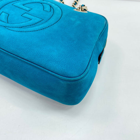 GUCCI Soho Shoulder Bag leather blue WS32407