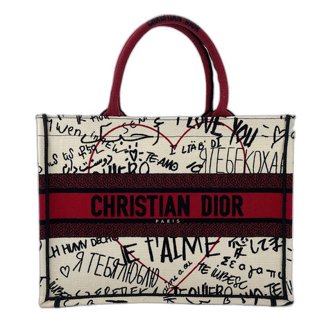 Christian Dior Canvas Book Tote Amour Collection Medium Tote Bag canvas multicolor WS32418
