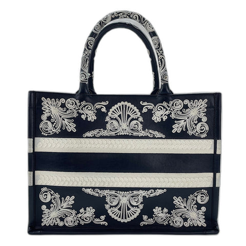 Christian Dior Book Tote, Medium, Embroidered Tote Bag leather black WS32419