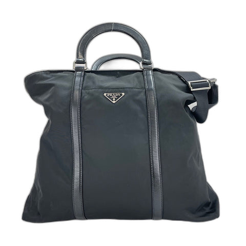 PRADA 2-way, triangle logo Boston bag black WS32433