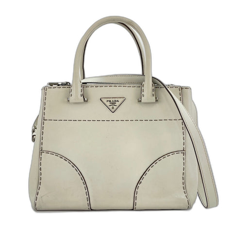PRADA 2-way, triangle logo Handbag leather white WS32435