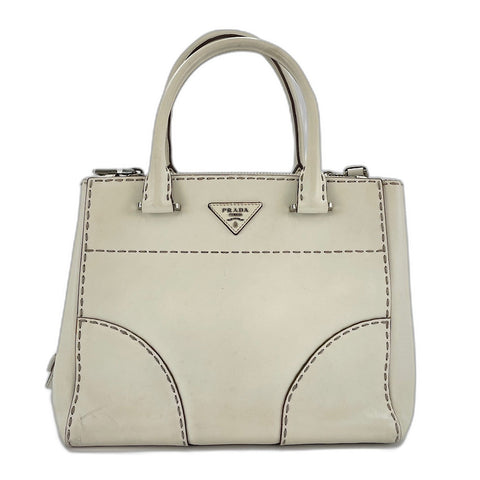 PRADA 2-way, triangle logo Handbag leather white WS32435