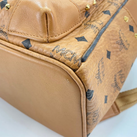 MCM Vitos Monogram Coated Canvas with Swarovski Crystals Backpack  Daypack leather beige WS32438