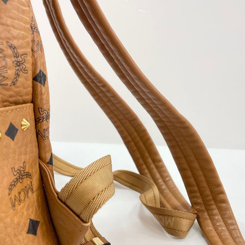 MCM Vitos Monogram Coated Canvas with Swarovski Crystals Backpack  Daypack leather beige WS32438
