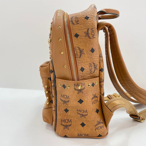 MCM Vitos Monogram Coated Canvas with Swarovski Crystals Backpack  Daypack leather beige WS32438