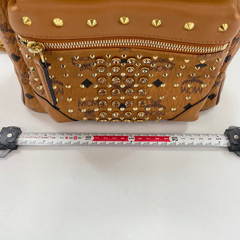 MCM Vitos Monogram Coated Canvas with Swarovski Crystals Backpack  Daypack leather beige WS32438