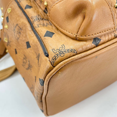 MCM Vitos Monogram Coated Canvas with Swarovski Crystals Backpack  Daypack leather beige WS32438