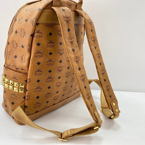 MCM Stark Medium Studs Backpack  Daypack Brown WS32439