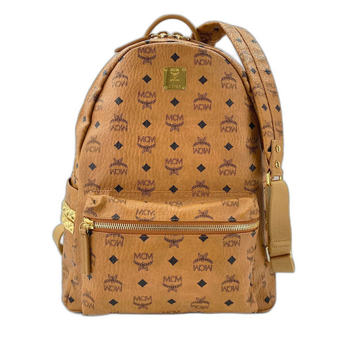 MCM Stark Medium Studs Backpack  Daypack Brown WS32439