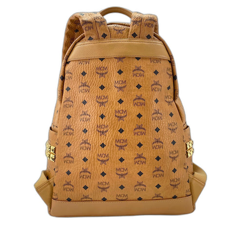 MCM Stark Medium Studs Backpack  Daypack Brown WS32439