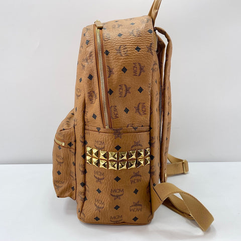 MCM Stark Medium Studs Backpack  Daypack Brown WS32439