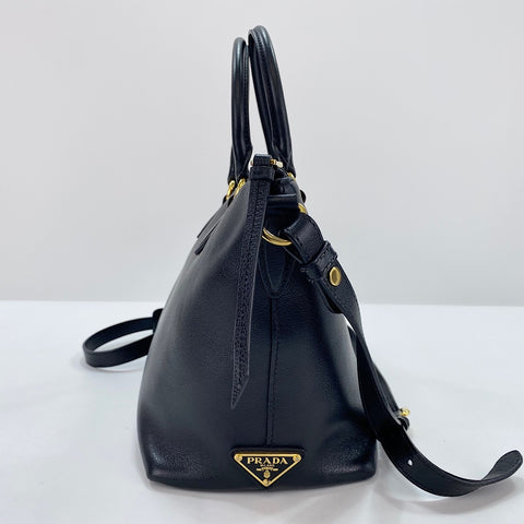 PRADA 2-way, logo embossed Handbag leather black WS32444