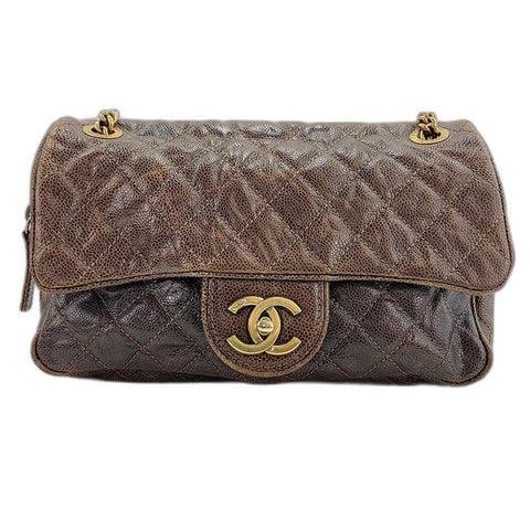 CHANEL Matelasse 25 Shoulder Bag Brown WS32446