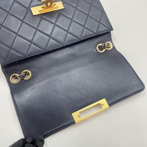 CHANEL Matelassé 28 Shoulder Bag lambskin Navy WS32447