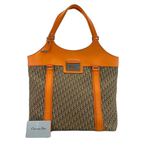 Christian Dior street chic trotter Tote Bag canvas Orange WS32454