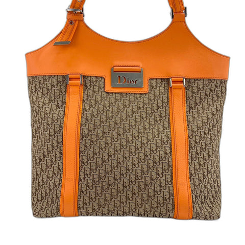 Christian Dior street chic trotter Tote Bag canvas Orange WS32454