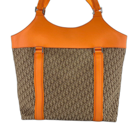Christian Dior street chic trotter Tote Bag canvas Orange WS32454