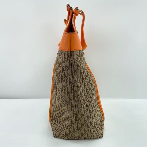 Christian Dior street chic trotter Tote Bag canvas Orange WS32454