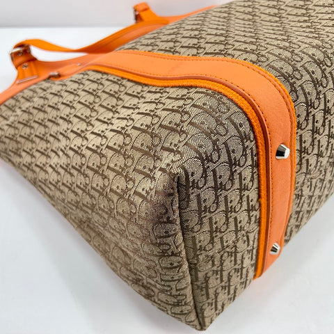 Christian Dior street chic trotter Tote Bag canvas Orange WS32454