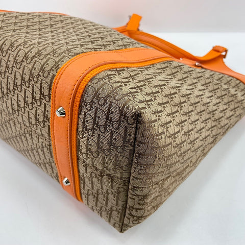 Christian Dior street chic trotter Tote Bag canvas Orange WS32454