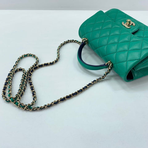 CHANEL Mini matrasse Handbag lambskin green WS32460