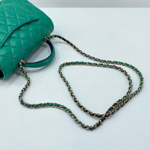 CHANEL Mini matrasse Handbag lambskin green WS32460