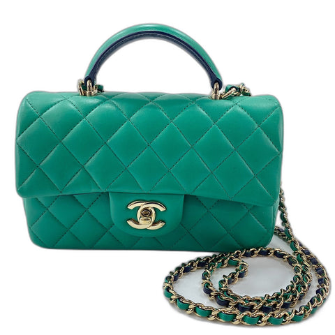 CHANEL Mini matrasse Handbag lambskin green WS32460