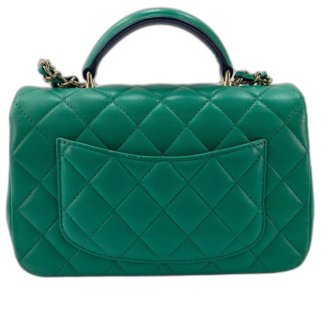 CHANEL Mini matrasse Handbag lambskin green WS32460