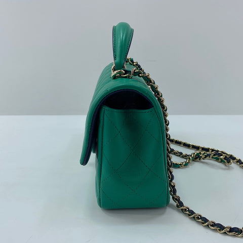 CHANEL Mini matrasse Handbag lambskin green WS32460
