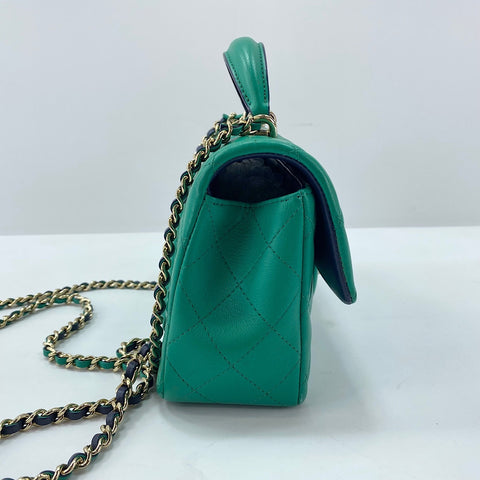 CHANEL Mini matrasse Handbag lambskin green WS32460