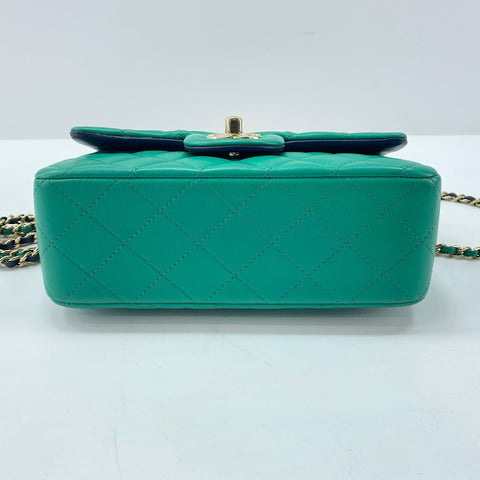 CHANEL Mini matrasse Handbag lambskin green WS32460