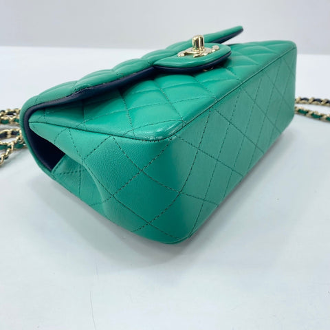 CHANEL Mini matrasse Handbag lambskin green WS32460