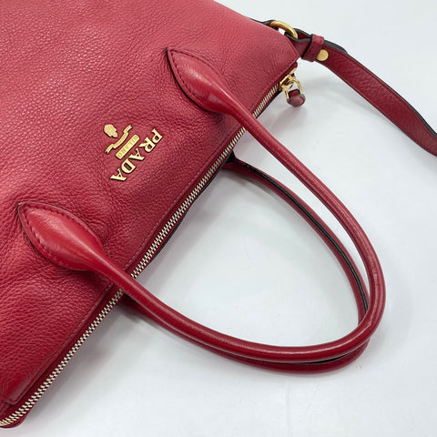 PRADA Vitello Daino 2WAY Handbag Red WS32466