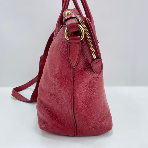 PRADA Vitello Daino 2WAY Handbag Red WS32466