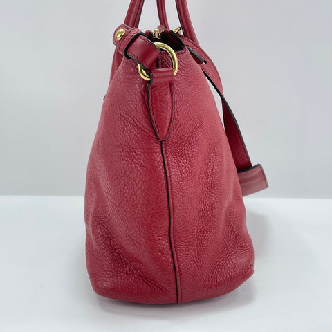 PRADA Vitello Daino 2WAY Handbag Red WS32466