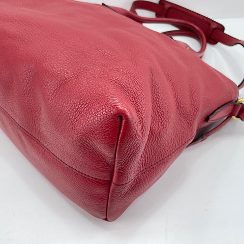 PRADA Vitello Daino 2WAY Handbag Red WS32466