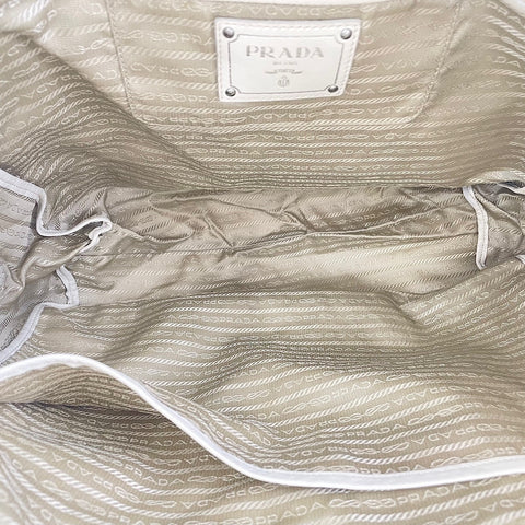 PRADA 2WAY Tote Bag leather white WS32467