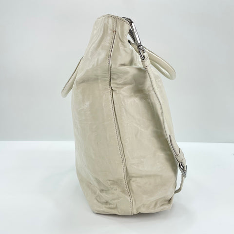 PRADA 2WAY Tote Bag leather white WS32467