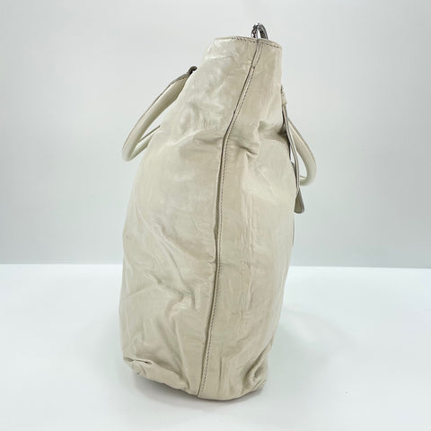 PRADA 2WAY Tote Bag leather white WS32467