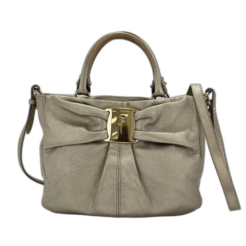 Salvatore Ferragamo Vara Ribbon 2-Way Handbag Handbag leather gold WS32469